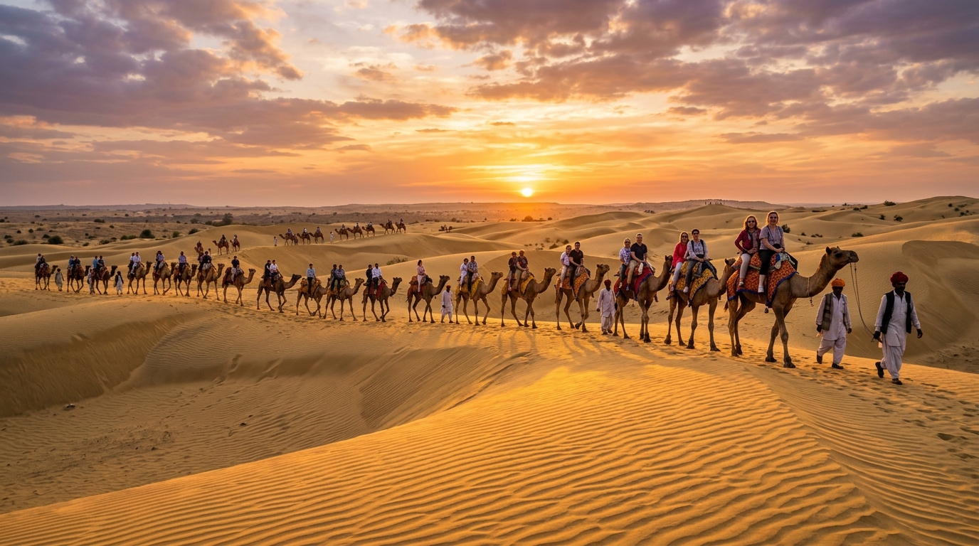 Sam Sand Dunes Camel Safari Jaisalmer Rajasthan